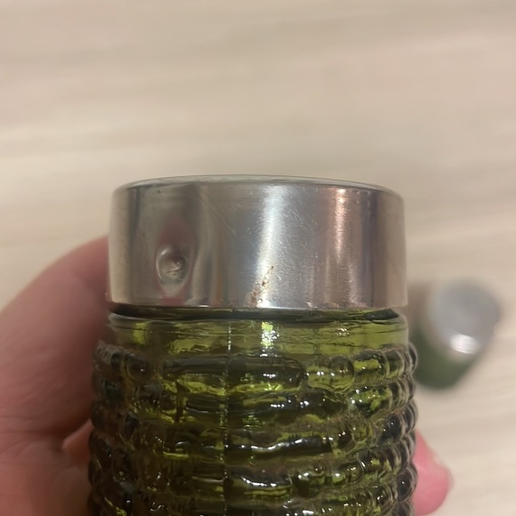 Vintage Green Glass Salt and Pepper Shaker Set - Picture 6 of 8